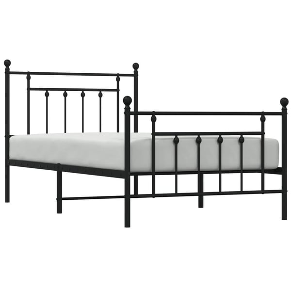 vidaXL Sengeramme i metall med hode- og fotgavl svart 100x190 cm