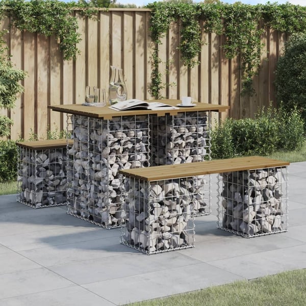 vidaXL Hagebord gabiondesign 100x70x72 cm impregnert furu