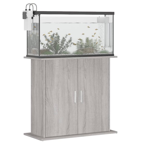 vidaXL Akvaarioteline harmaa Sonoma 81x36x73 cm tekninen puu