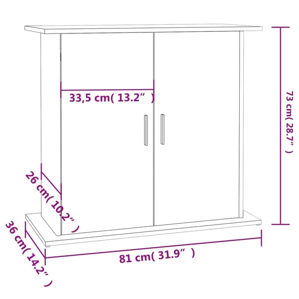 vidaXL Akvariebänk vit 81x36x73 cm konstruerat trä