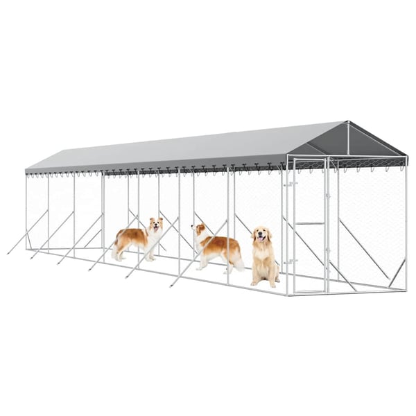 vidaXL Utendørs hundekennel sølv 2x14x2,5 m galvanisert stål