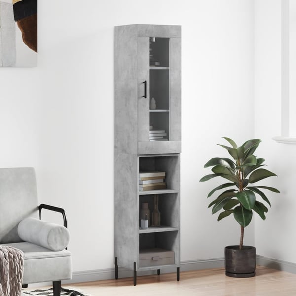 vidaXL Kaappi betoninharmaa 34,5x34x180 cm tekninen puu