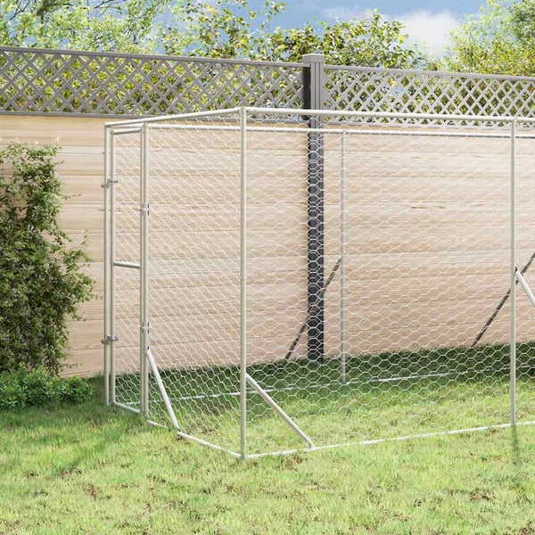 vidaXL Utendørs hundekennel sølv 2x6x2,5 m galvanisert stål