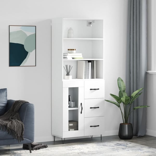 vidaXL højskab 69,5x34x180 cm konstrueret træ hvid