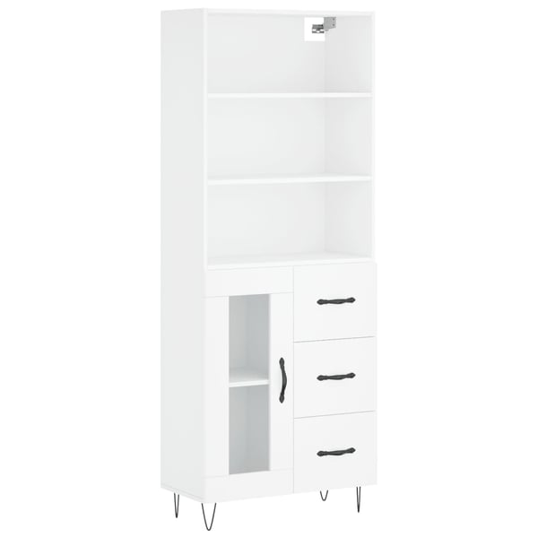vidaXL højskab 69,5x34x180 cm konstrueret træ hvid