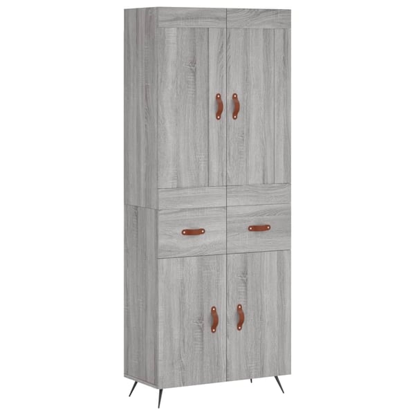 vidaXL højskab 69,5x34x180 cm konstrueret træ grå sonoma-eg