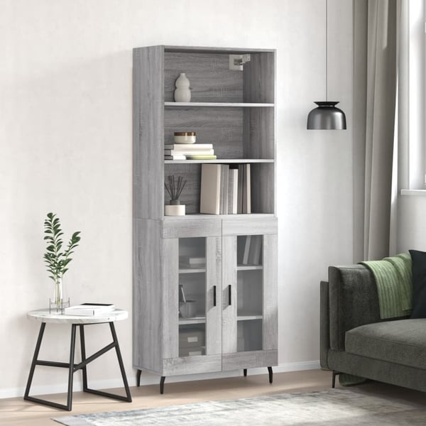 vidaXL Kaappi harmaa Sonoma 69,5x34x180 cm tekninen puu