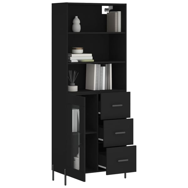 vidaXL Highboard svart 69,5x34x180 cm konstruert tre