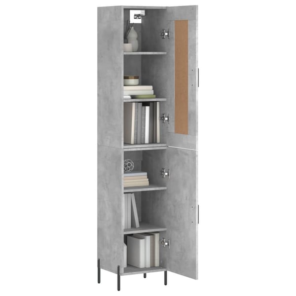 vidaXL Kaappi betoninharmaa 34,5x34x180 cm tekninen puu