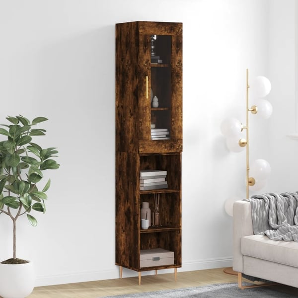 vidaXL skab 34,5x34x180 cm konstrueret træ røget egetræ