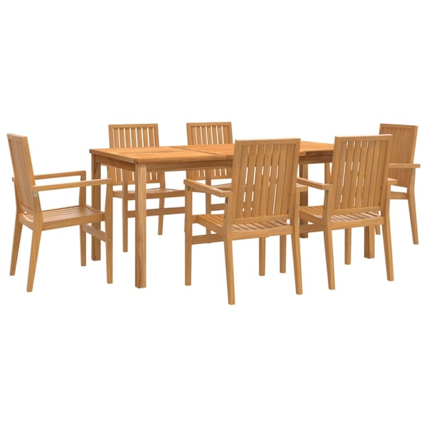 vidaXL Utendørs spisestue 7 deler heltre teak