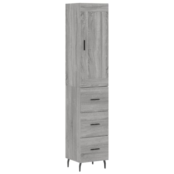 vidaXL Highboard grå sonoma 34,5x34x180 cm konstruert tre