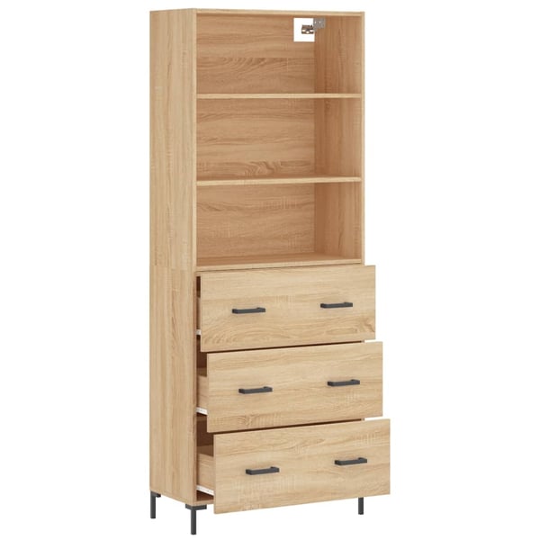 vidaXL Highboard sonoma eik 69,5x34x180 cm konstruert tre