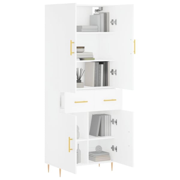 vidaXL Highboard hvit 69,5x34x180 cm konstruert tre