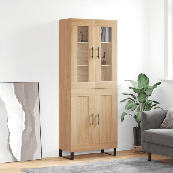 vidaXL højskab 69,5x34x180 cm konstrueret træ sonoma-eg