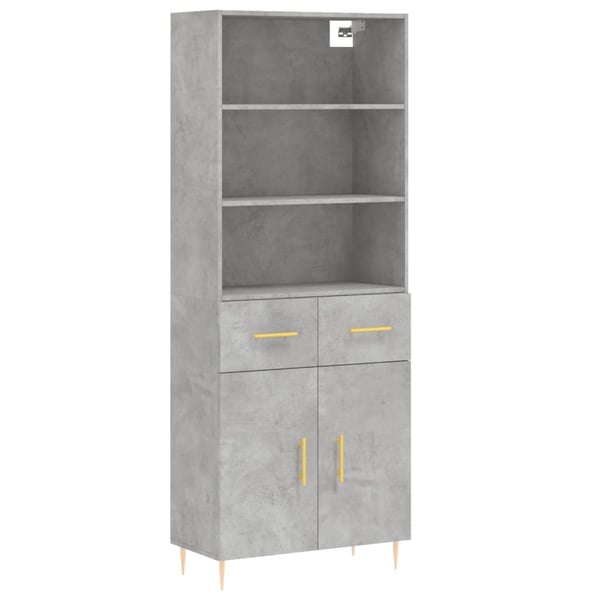vidaXL højskab 69,5x34x180 cm konstrueret træ betongrå