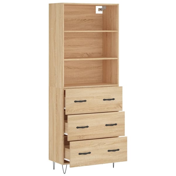 vidaXL Highboard sonoma eik 69,5x34x180 cm konstruert tre