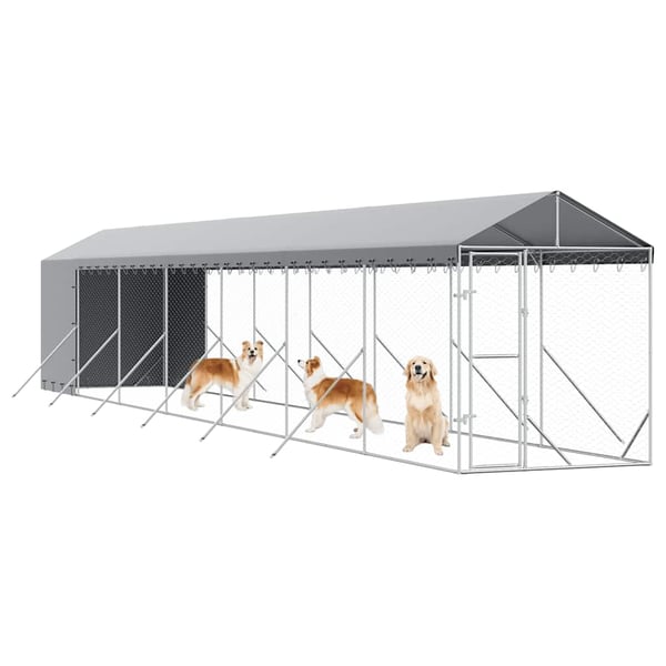 vidaXL Utendørs hundekennel sølv 2x14x2,5 m galvanisert stål