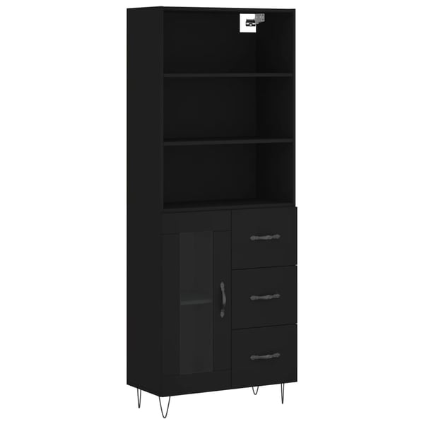 vidaXL højskab 69,5x34x180 cm konstrueret træ sort
