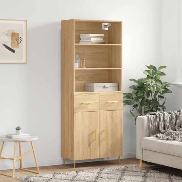 vidaXL højskab 69,5x34x180 cm konstrueret træ sonoma-eg