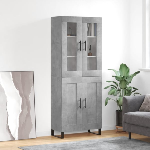 vidaXL Highboard betonggrå 69,5x34x180 cm konstruert tre