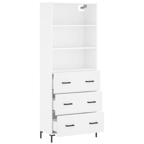 vidaXL Highboard hvit 69,5x34x180 cm konstruert tre