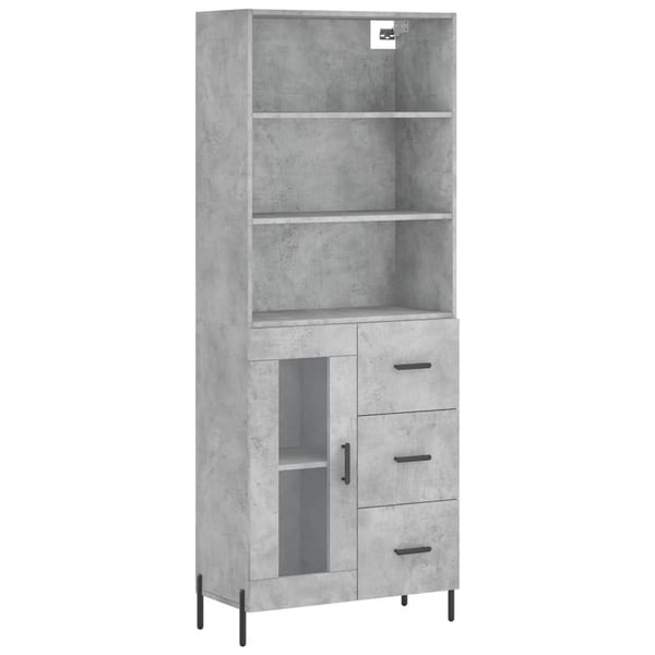 vidaXL Highboard betonggrå 69,5x34x180 cm konstruert tre