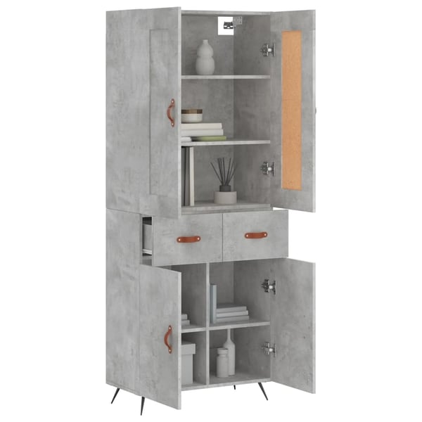 vidaXL Highboard betonggrå 69,5x34x180 cm konstruert tre