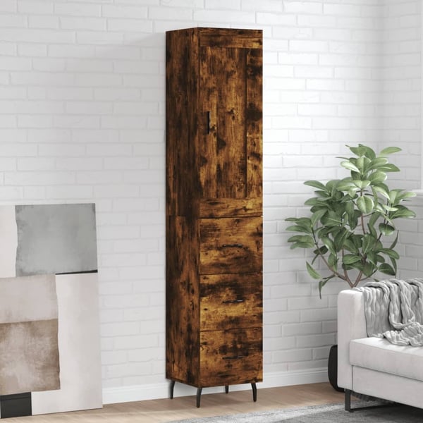 vidaXL skab 34,5x34x180 cm konstrueret træ røget egetræ