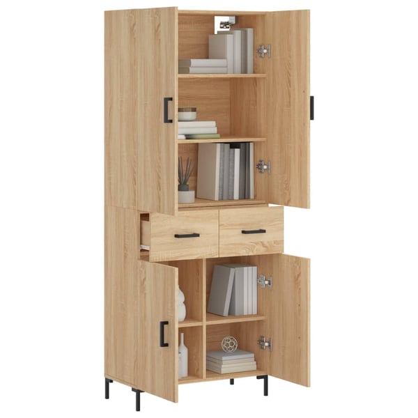 vidaXL Highboard sonoma eik 69,5x34x180 cm konstruert tre