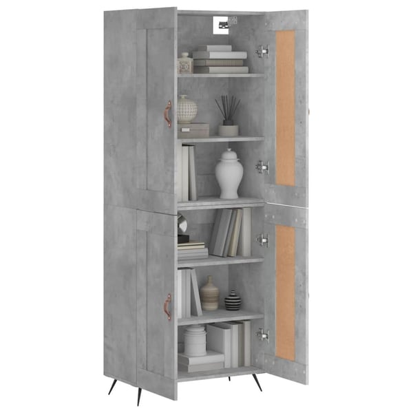 vidaXL Highboard betonggrå 69,5x34x180 cm konstruert tre