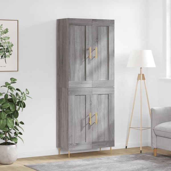 vidaXL Kaappi harmaa Sonoma 69,5x34x180 cm tekninen puu