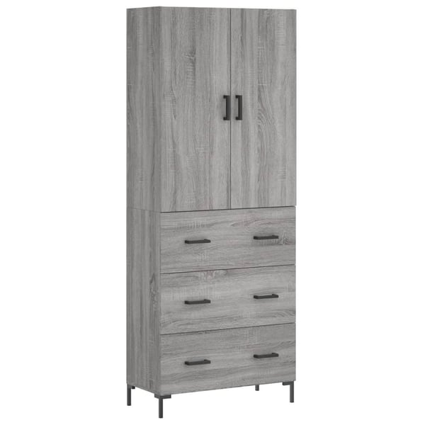 vidaXL højskab 69,5x34x180 cm konstrueret træ grå sonoma-eg
