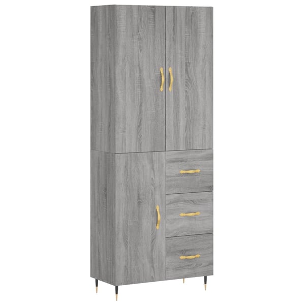 vidaXL Highboard grå sonoma 69,5x34x180 cm konstruert tre