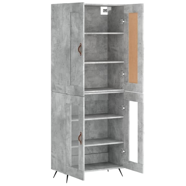 vidaXL Highboard betonggrå 69,5x34x180 cm konstruert tre