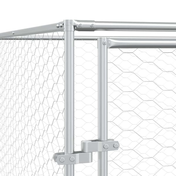 vidaXL Koiran ulkohäkki katolla hopea 12x12x2,5 m galvanoitu teräs