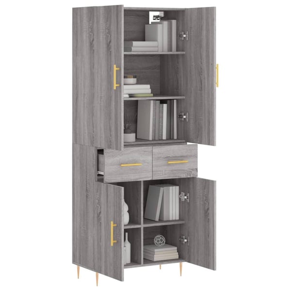 vidaXL Highboard grå sonoma 69,5x34x180 cm konstruert tre