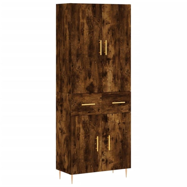 vidaXL højskab 69,5x34x180 cm konstrueret træ røget egetræsfarve