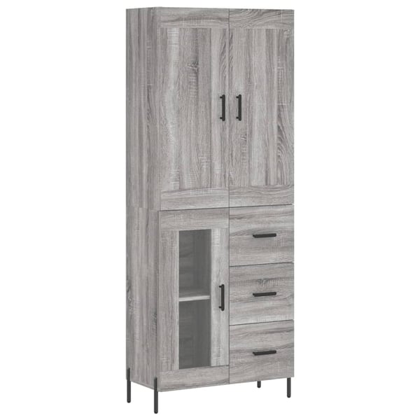 vidaXL Kaappi harmaa Sonoma 69,5x34x180 cm tekninen puu