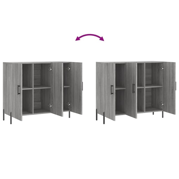 vidaXL skab 90x34x80 cm konstrueret træ grå sonoma-eg