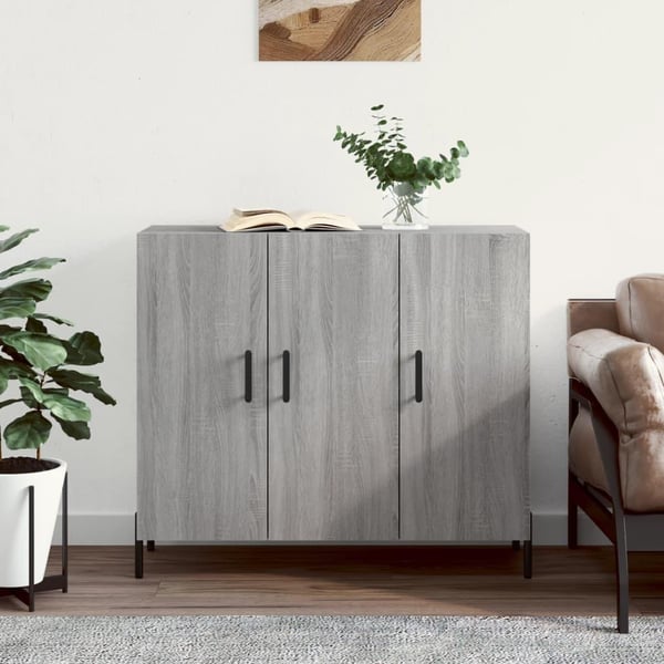 vidaXL skab 90x34x80 cm konstrueret træ grå sonoma-eg