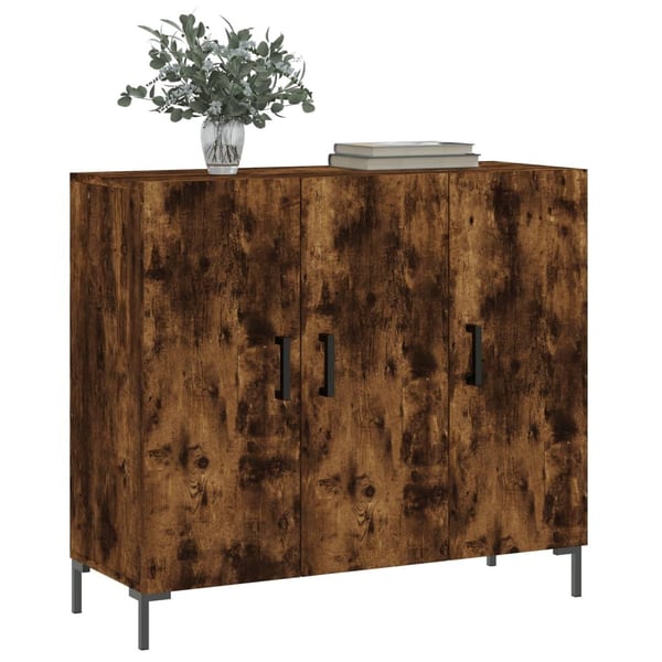 vidaXL skab 90x34x80 cm konstrueret træ røget egetræsfarve