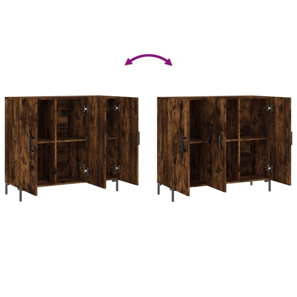 vidaXL skab 90x34x80 cm konstrueret træ røget egetræsfarve