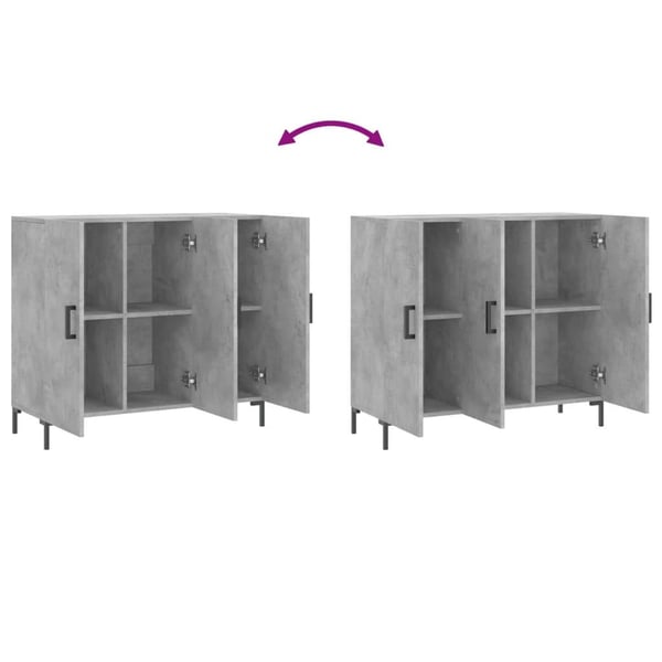 vidaXL Skjenk betonggrå 90x34x80 cm konstruert tre