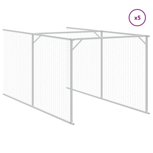 vidaXL Hundehus med tak lysegrå 117x1221x123 cm galvanisert stål
