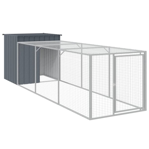 vidaXL Hønsebur med gård antrasitt 110x405x110 cm galvanisert stål