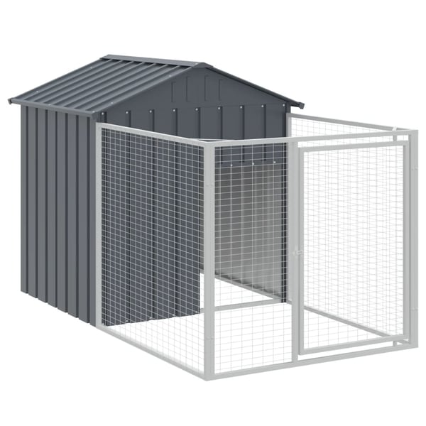 vidaXL hundehus med tag 117x405x123 cm galvaniseret stål antracitgrå