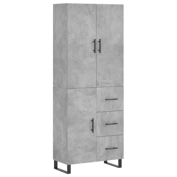 vidaXL højskab 69,5x34x180 cm konstrueret træ betongrå