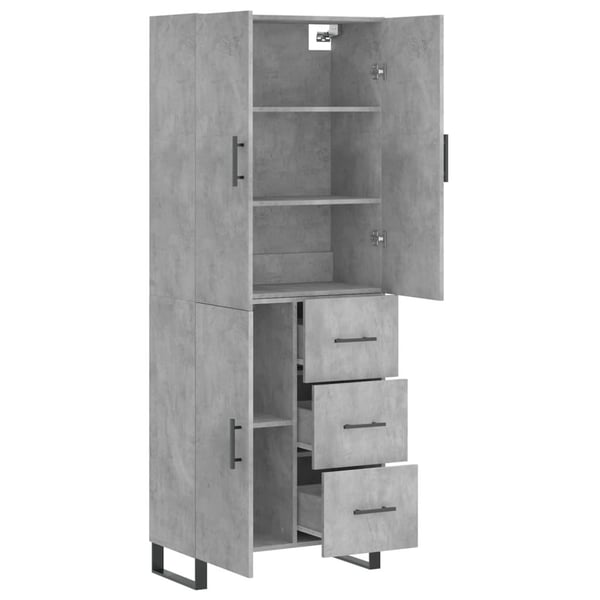 vidaXL Highboard betonggrå 69,5x34x180 cm konstruert tre