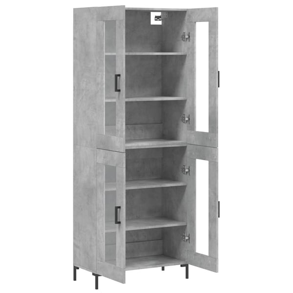 vidaXL Highboard betonggrå 69,5x34x180 cm konstruert tre